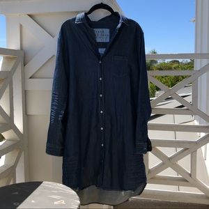 Frank & Eileen size M “Mary woven” dark blue denim button up dress